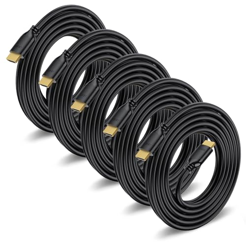 UVOOI 4K HDMI Cable 3FT 5-Pack, High Speed HDMI to HDMI Cable 3 Feet HDMI 2.0 Cord Supports 4K@60Hz, 2K, 1080P, HDCP 2.2, HDR, 3D, ARC & Ethernet for HDTV, Laptop, Monitor, PS5, Xbox