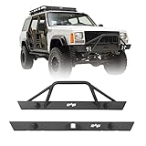 EAG Black Steel Front Bumper and Rear Bumper Combo 2PCS Fit for 1984-2001 Cherokee XJ