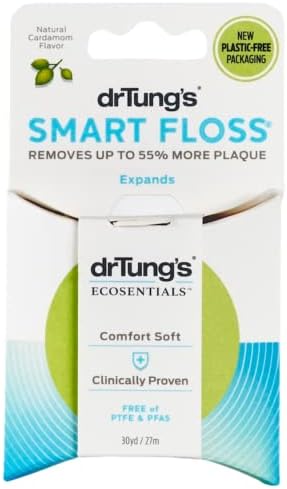 DrTung's Smart Floss - Expanding Natural Waxed Dental Floss - Pack of 18