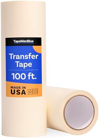 - 12" x 100' Roll of Paper Transfer Tape for Vinyl, Made in America, Premium-Grade Transfer Paper for Vinyl with Layflat Adhesive for Crafts, Decals, and Letters