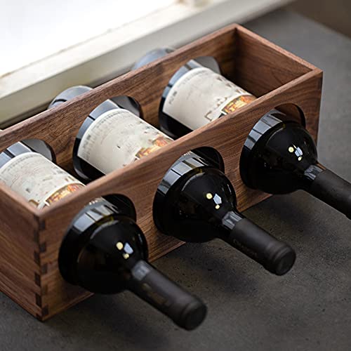 Soporte para 3 botellas de vino de madera nogal miniatura 4