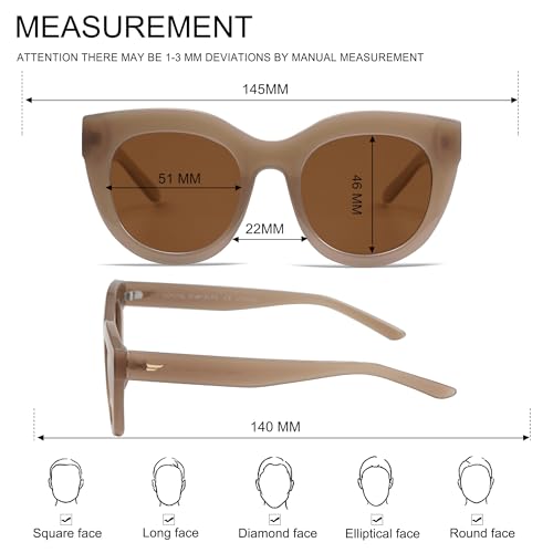 VANLINKER New Version Trendy Polarized Cat Eye Sunglasses for Women Retro Oversized Sunnies VL96904