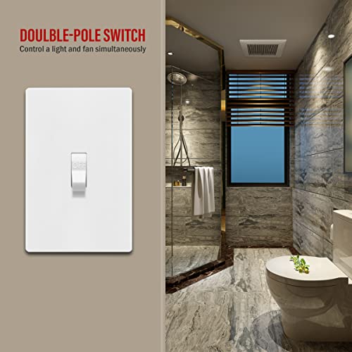 Enerlites 30 Amp Double-Pole Toggle Light Switch, 30A 120/277V, Self-Grounding, Industrial Grade, Ul Listed, 82300-W, White #TOP3