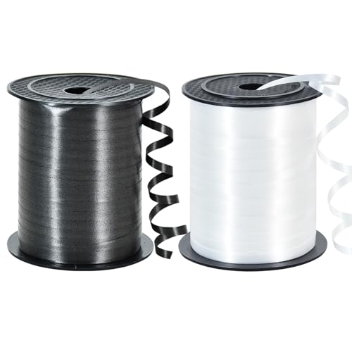 TONIFUL 500 Yards Curling Ribbon-Balloon Ribbon-Balloon String for Art&Craft Decor,Gift Wrapping,Ribbons and Bows for Christmas New Year Birthday Gifts Graduation Supplies (Black and White)