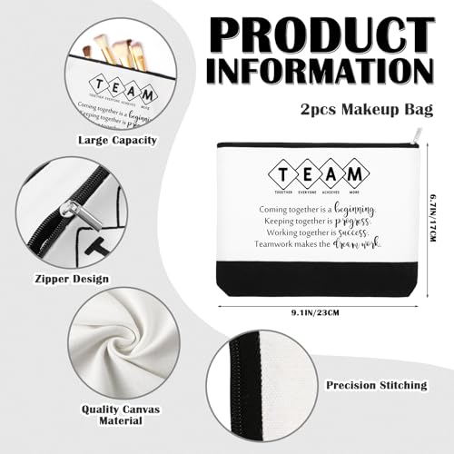 Cunno 4 Pcs Team Appreciation Bags Bulk Women Employee Gifts Team Together Canvas Tote Bag Makeup Bags for Coworker Nurse Teacher3