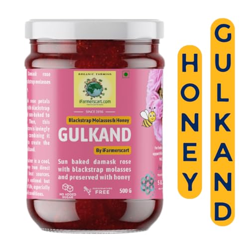 Image of iFarmerscart Organic Gulkand Infused With Honey&Blackstrap Molasses|No Added Sugar|No Artificial Flavors|Sun Baked Pure&Fresh Damask Rose Petal Jam|Handcrafted|Nutrient-Rich(1 Kg)