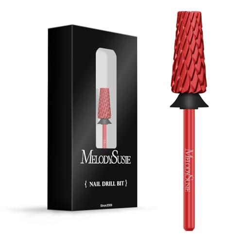 MelodySusie Super Cut Edition 5 in 1 Nail Drill Bits, 3/32'' Carbide Tungsten Multi-function Bits, Suitable for Manicure Pedicure Cuticle Gel Polishing, Red, Series Bit-M, XC