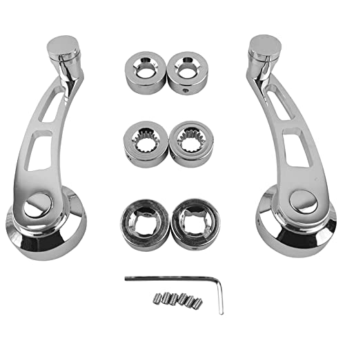 Image of Aluminium Alloy Window Crank Handles 2 Pack for Older Classic Vehicles, Replacement Window Winder Riser with Screws and Nuts for Manual Car Window, Silver