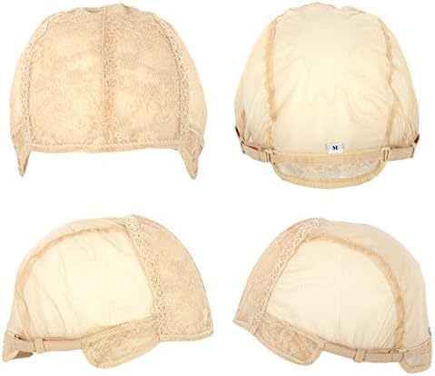 TANYAWIGS Medium Beige Superfine Wig Cap for Making Wigs With Adjustable Strap And Spare Combs Easy DIY Swiss Lace Perfect Fit(Beige 22.5 Medium)