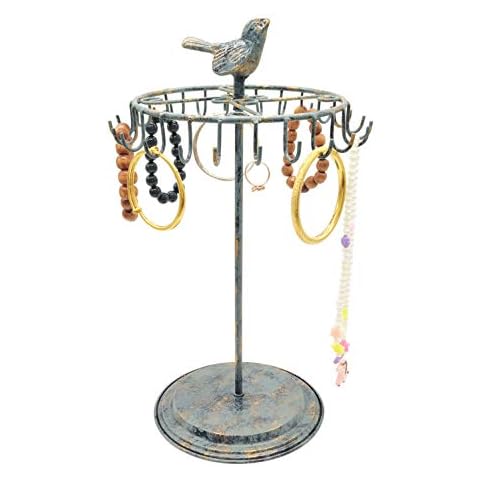 Bird Rotating Necklace Holder Bracelet Stand / Jewelry Organizer / Jewelry Tree ,Turquoise Cover