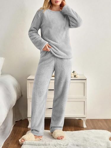 Image of KOTTY Women's Fleece White Winter Cord Set | Cozy Track Suit with Sweatshirt & Pants | Perfect for Airport & Jogging Look