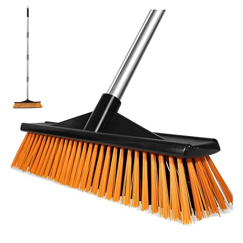 Image of Heavy Duty Large Cleaning Brush Push Broom with Durable PVC Bristles, 54 inch Tough Stainless Steel Long Handle for Outdoor, Garage, Deck, Driveway, Walkway, Balcony, Industrial, Wet & Dry Use