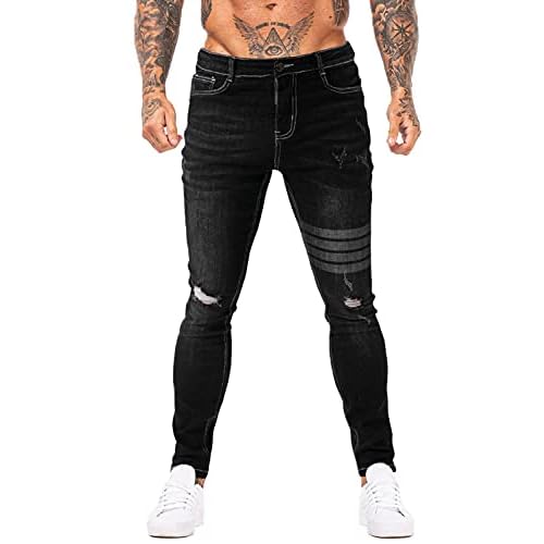 GINGTTO Mens Skinny Jeans Stretch Denim Jeans for Men Black 120 28W x 30L