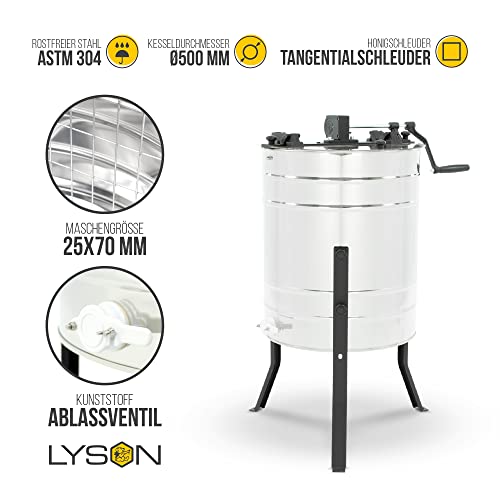 Foto von LYSON Manuelle 4 Waben Honigschleuder Ø500, DNM, LN, Zander, Tangentialschleuder mit Handantrieb, Honigextractor aus säurebeständiger Edelstahl Type 304 Diagonalschleuder