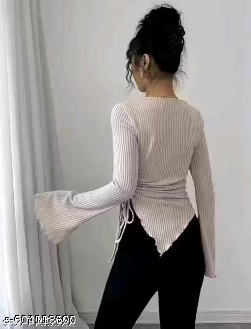 Image of Maa purnagiri Enterprise Trendy Flared Sleeve Unique top for Girls & Women | Polyester Fabric | Stylish Long Sleeve Casual Wear