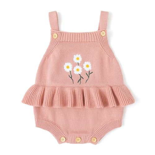 Image of Simplee kids Baby Girls Sunflower Knit Rompers Knit Clothes for Newborn Baby Girls
