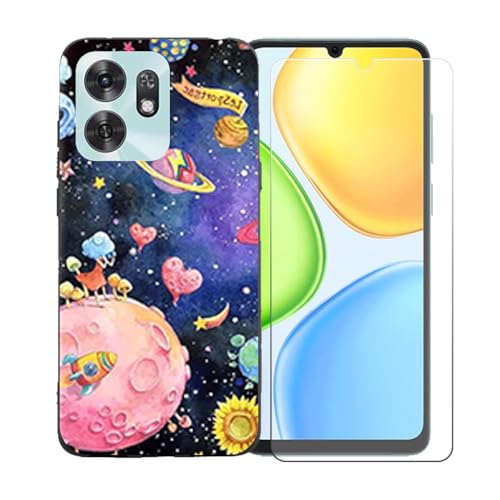 LCEHTOGYE �K�p Honor X6d 5G +�����K���X�X�N���[���v���e�N�^�[�p�P�[�X�A�K�p Honor X6d 5G (6,75")�ƌ݊����̂���u���b�N�\�t�gTPU�V���R���Q���P�[�X�ی�J�o�[ LLM38