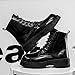 Men's Black Patent Leather Platform Combat Boots Fashion Comfort Side Zipper Wide Toe Lace Up Chunky Lug Sole High Top Motorcycle Boots Comfort Waterproof Non-Slip Plush Casual Ankle Booties (black,11)