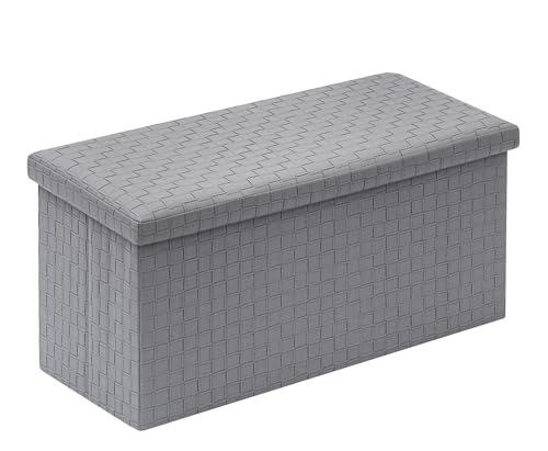 PINPLUS Faux Leather Storage Ottoman Footrest Multi-Purpose Cube Ottoman for