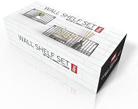 Gadgy Floating Shelves | Set of 2 Piece Hanging Wall Shelf | Black Metal wire frame | Size 45 x 12 x 15 cm. & 30 x 12 x 15 cm. | Wall Decoration for living room, kitchen and more