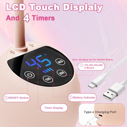 Image of CGBE UV LED Nail Lamp, 36W Mini Cordless Flash Cure Nail Lamp for Gel Nails