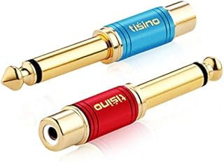 TISINO RCA to 1/4 Adapter, Gold Plated Pure Copper RCA Female to Quarter Inch Jack TS Mono Adapter Audio Connector - Multicolor 2 Pack