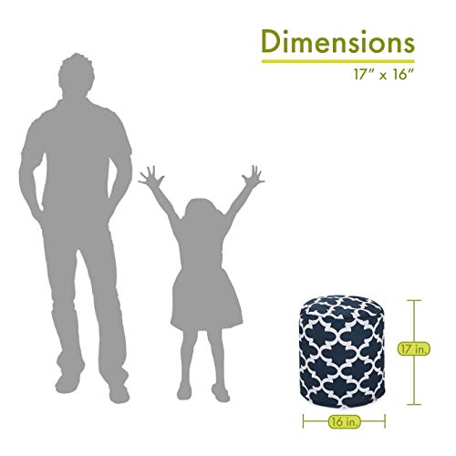 Majestic Home Goods Navy Trellis Indoor/Outdoor Bean Bag Ottoman Pouf 16" L X 16" W X 17" H #TOP1
