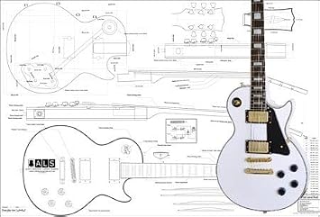 Plan of Les Paul Custom Electric Guitar - Full Scale Print by ALS