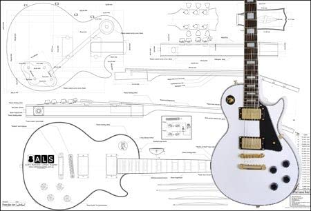 ALS Plan of Les Paul Custom Electric Guitar - Full Scale Print