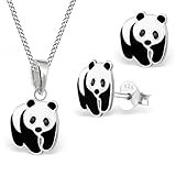 KLEINE PANDABÄR / ANHÄNGER + KETTE + OHRSTECKER KINDER MÄDCHEN SET