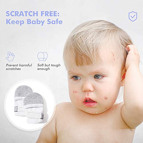 Hapiu Baby No Scratch Mittens,Newborn Baby Mittens,Gray&Pink Stripe,0-3 Months #TOP1