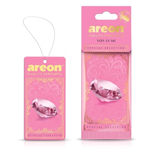Image of AREON Luxury Vos Es Me SS019 Car Hanging Air Freshener - Premium Hanging Car Freshener, Long Lasting Car Fragrance, Stylish Vehicle Air Freshener for Interior Odor Control - (Pack of 3)