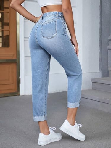 jeans for women trendy Casual Hem Cropped Denim Pants With Pockets3