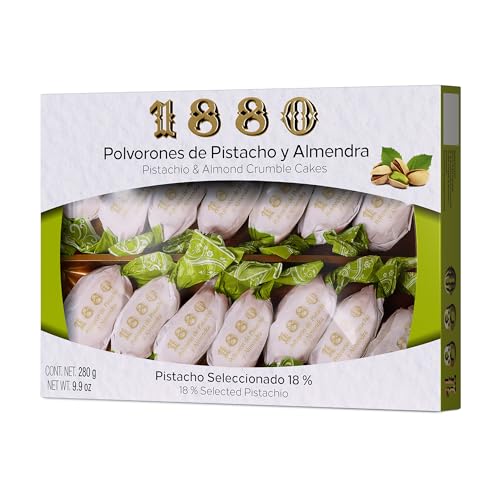 1880 - Polvorones mit Pistazien und Mandeln beste Qualität typisches spanisches Weihnachtsgebäck handgemachtes Rezept einzeln verpackt traditionelle hergestellt aus erlesenen Mandeln 280 gr.