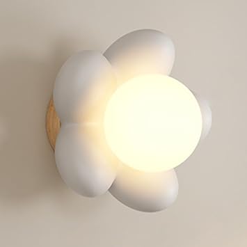 Flower Wall Lamp Decorative Nightlight | Resin Flower Small Wall Light with White Globe Shade, 3D Petals Lamp Indoor Bedroom Bathroom Home Decor Lighting Gifts for Kids