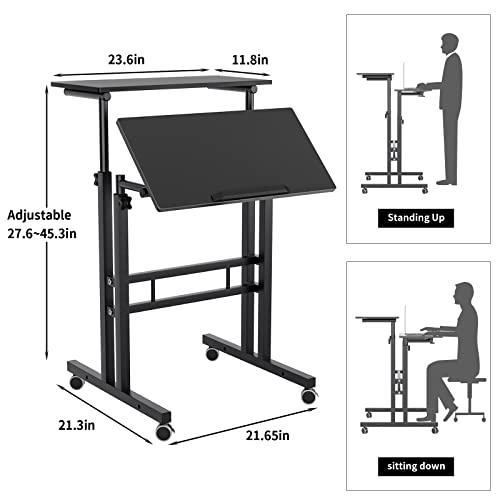Sogeshome Adjustable Laptop Desk Table 23.6Inches Portable Laptop Table Computer Stand Desk Cart Tray Table, Black #TOP6