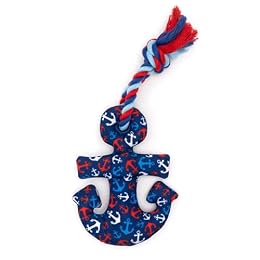 The Worthy Dog Icons Pattern Tough Plush Squeaky Dog Toy, Anchors Away