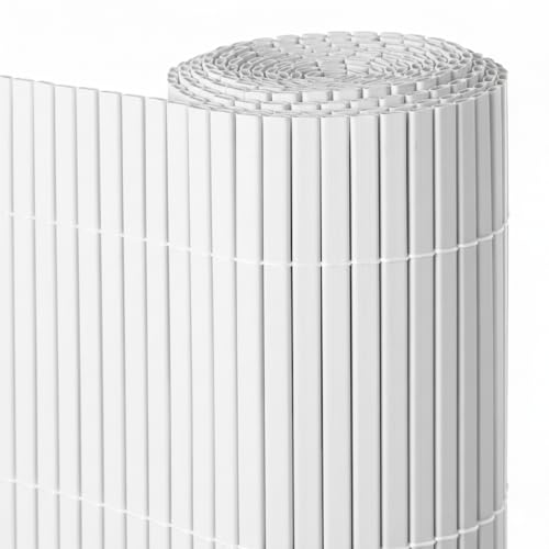 LOLAhome Cañizo PVC de Doble Cara Blanco 3x2 metros | Resistente 1.200 gr/m2, Decorativo y Fácil Instalación | Alta Privacidad y Ocultación para Valla, Jardín, Balcón o Terraza