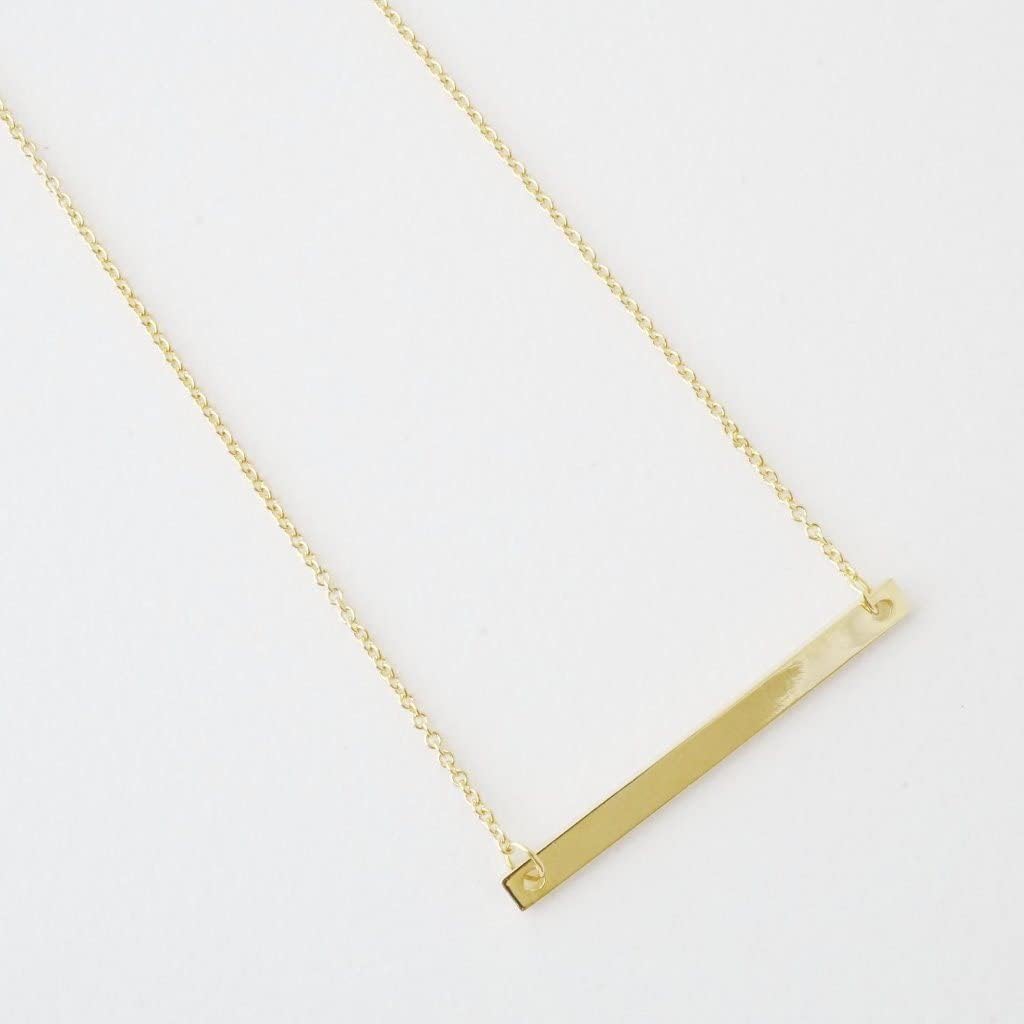 Honeycat Horizontal Bar Necklace in Gold, Rose Gold, or Silver | Minimalist, Delicate Jewelry