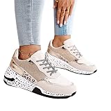 ORANDESIGNE Damen Freizeitschuhe Mode Keilabsatz Flache Schuhe Schnüren Bequeme Damen Sneakers Weiblich Plattform Schuhe Laufschuhe Sommerschuhe C Gold 38 EU