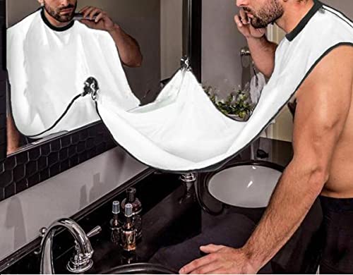 SAVE Beard Apron for Catching Beard Clippings while Trimming or Shaving | Waterproof | Beardo Grooming Bib (White) - Image 3 thumbnail