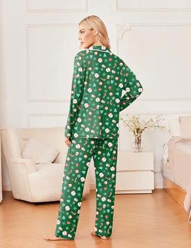 Ekouaer Womens Pajama Sets 2 Piece Long Sleeve Sleepwear Soft Button Up Pjs - image 3