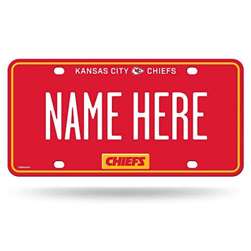 Rico Industries NFL Football Kansas City Chiefs Personalized Metal Auto Tag 8.5" x 11" - Great for Truck/Car/SUV