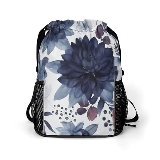 Bolso para cinto esportivo, estampa azul escuro em aquarela, bolsa de separação seca e molhada, bolsa com cordão, bolsa de viagem, bolsa esportiva, estilo, 45,5 x 41,5 x 36 cm, mochilas de viagem