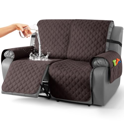 Image of TAOCOCO 100% Waterproof Loveseat Recliner Covers Reversible, Chocolate