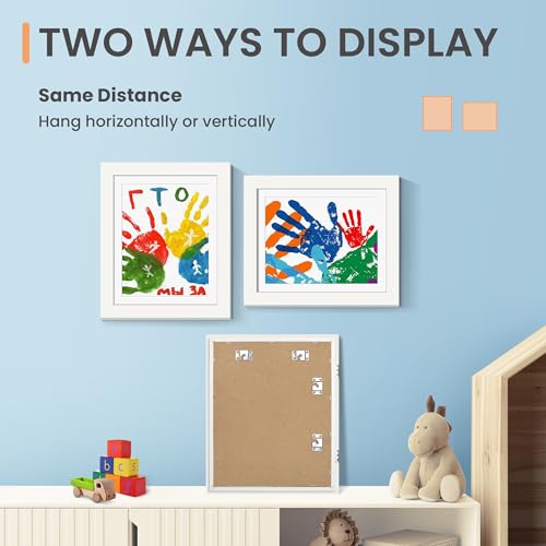 Image of upsimples 1 Pack Kids Art Frames 10x12.5, Front Opening 8.5 x 11 Frame for Artwork Display & Storage Holds 50, Kids Artwork Frames Changeable for Children Art Projects, Drawings, 3D Art, Crafts, White