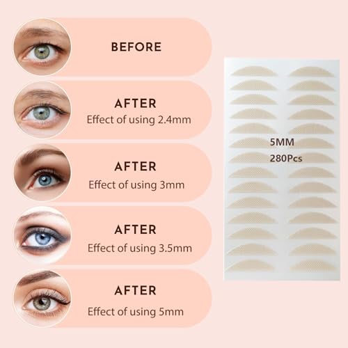 840Pcs Premium Quality Complexion Natural Invisible Single Side Eyelid Tape Stickers Medical-use Fiber Eyelid Lift Strip, Instant Eye Lift Without Surgery, Perfect for Uneven Mono-Eyelids,5MM