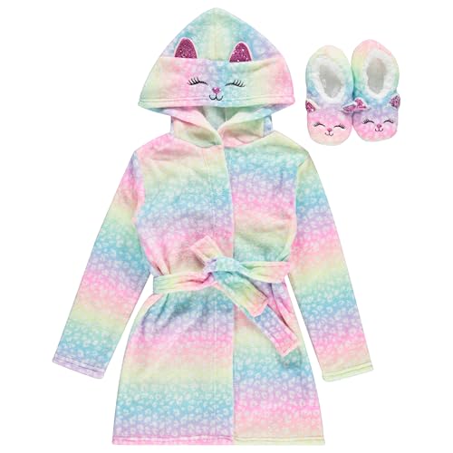 BTween Girls Unicorn Bathrobe Set Soft, Cozy, and Fun with Matching Slippers Perfect for Lounging2