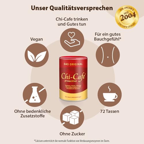 Dr. Jacob's Chi-Cafe proactive 360 g Dose I Kaffeehaltiges Getränkepulver I wild und würzig I mit Akazienfaser Ballaststoffen, Kaffee, Guarana, Ginseng, Gewürzen I Kaffee Alternative I 72 Tassen