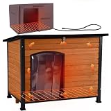 Aivituvin Dog House Outdoor Heated Dog Kennel with Insulated Liner All-Around Iron Frame Large Dog Cage for Small & Medium & Large Dogs,Waterproof